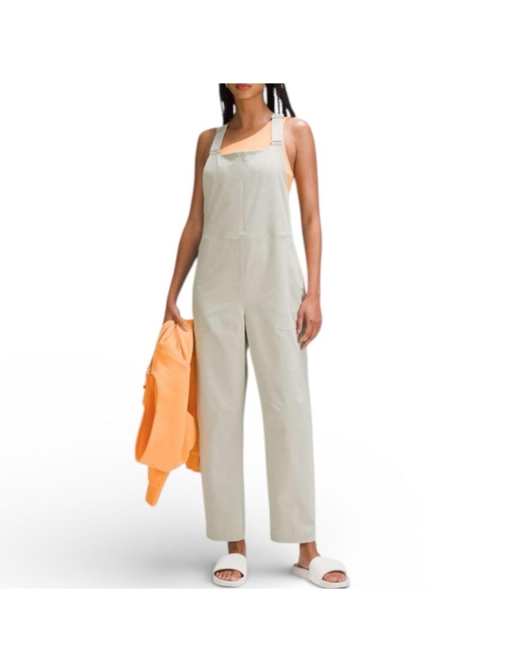 Lululemon WovenAir Overall Raw Linen Beige Neutral‎ Athleisure Womens Size 12